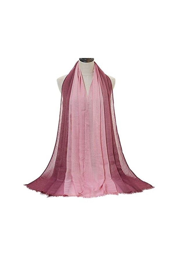 CCBUY Écharpes dhiver pour femmes - Hijab en coton rose clair écharpe pour femme Soild Shimmer avec fil dor deux couleurs P