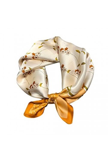 HYCLAM Écharpes Multi-usages Foulard en Soie pour Femme Section Fine Petite écharpe carrée fraîche pour Femme Jaune 53 x 53 