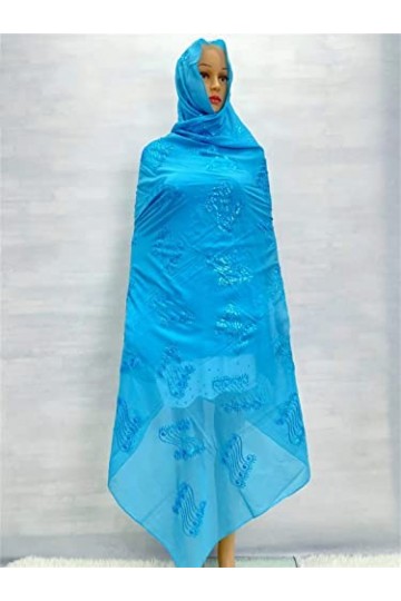 Lmtossey Écharpe pour femme musulmane, tissu de haute qualité, foulard arabe, mousseline de soie, broderie hijab