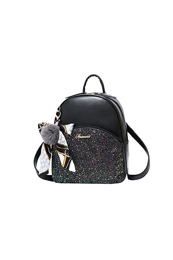 NIYUTA Sacs a Dos Femme Mode PU Sacs portés épaule Grande capacité Voyage élève Sacs bandoulière Noir