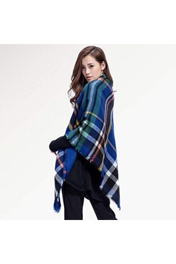 Foulard Femme Soie Cheveux pour De Hiver en Echarpe Écharpe À Carreaux De Haute Qualité Femmes Épaississement Écharpe Douce M