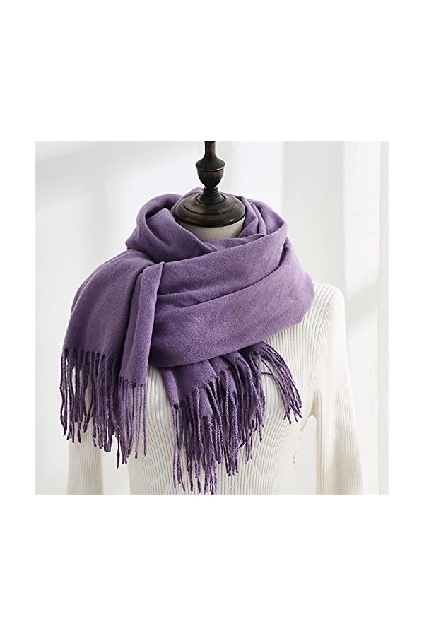 Foulard Femme Soie Cheveux pour De Hiver en Echarpe Nouvelle Écharpe Britannique De Couleur Unie pour Femmes Châle Chaud Poly