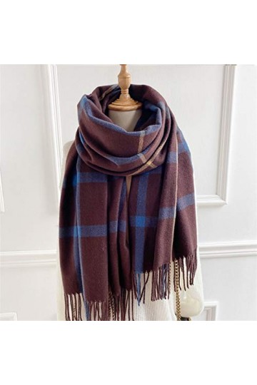 Écharpes Douces Écharpe châle châle à carreaux chauds hiver for femmes épaissies Couverture Crocket Cadre Lady Laine Pashmina