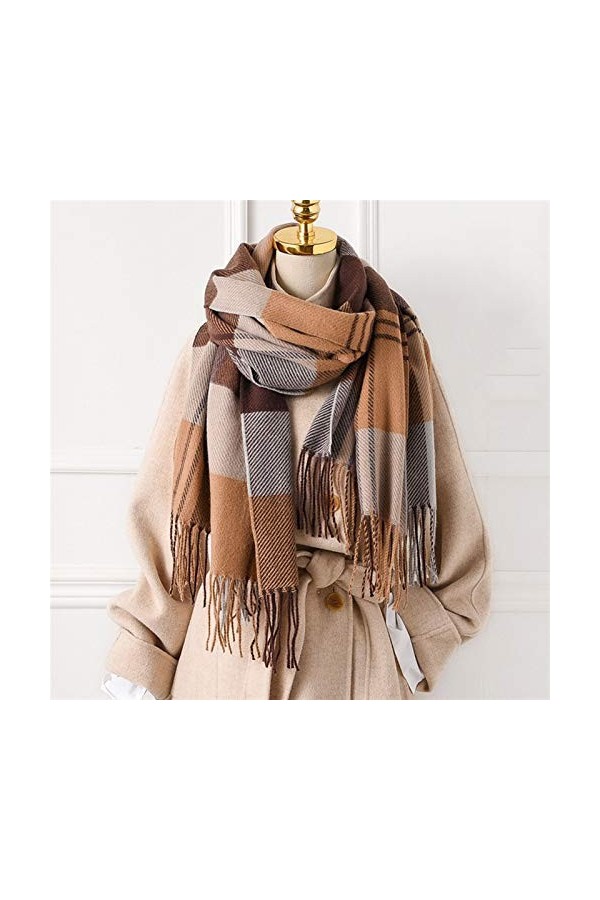 Écharpes Douces Écharpe châle châle à carreaux chauds hiver for femmes épaissies Couverture Crocket Cadre Lady Laine Pashmina