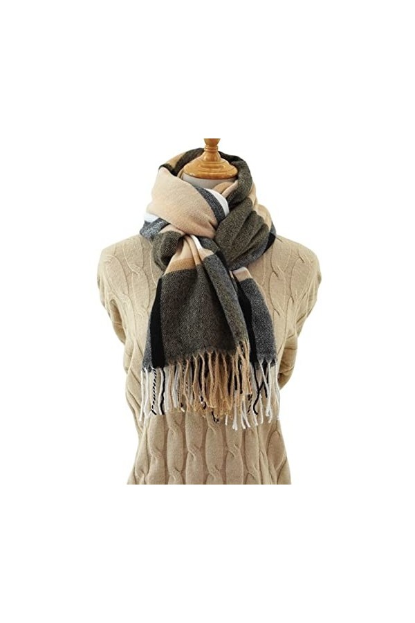 Foulard Écharpe Winter Femmes Écharpe Foulard Plaid Foulard Lady Tassel Foulards en Polyester épaissie Épaissement Tendre Sof