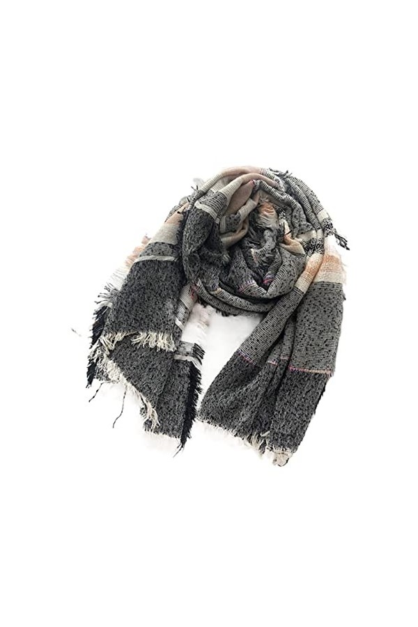 Echarpes Écharpe Écharpe à carreaux dhiver Unisexe Style Écharpes dhiver Coton Linge Longues Foulards Femmes Femmes Châle H