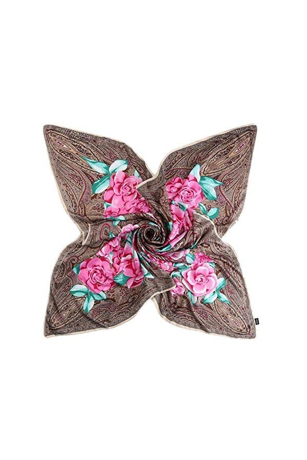 liyuzhu Nouveau Echarpe à imprimé numérique for Femmes Foulard carré de Soie rétro Foulard Couleur : 02, Taille : 130 * 130c