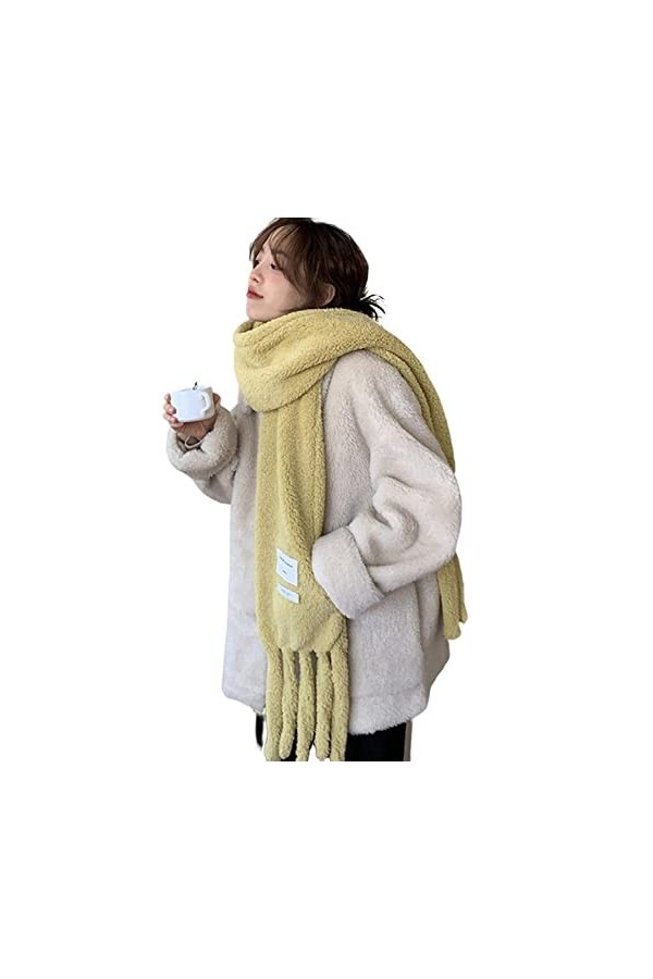 Foulard Écharpe Écharpe Dhiver Pour Femme All-Match Solid Student Gland En Peluche Épaissie Foulards Châle Etole Color : Br