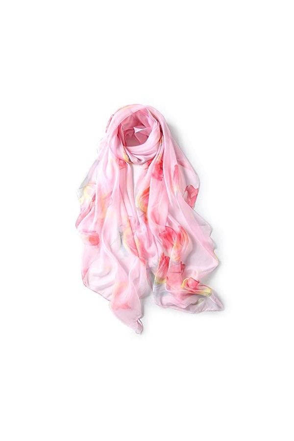 MIPOPS Foulard en Soie Été Crème Solaire Longue écharpe Imprimé Serviette de Plage Femme Automne Casual décorative Écharpe à 