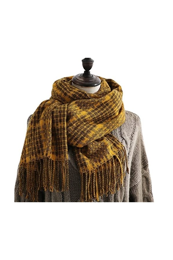 Écharpe Femme Écharpe Imitation Cachemire Écharpes Tassel Hiver Femelle Chaud Foulard À Carreaux Écharpe Châle Epondérum Mid-