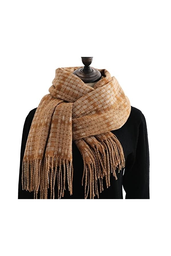 Écharpe Femme Écharpe Imitation Cachemire Écharpes Tassel Hiver Femelle Chaud Foulard À Carreaux Écharpe Châle Epondérum Mid-
