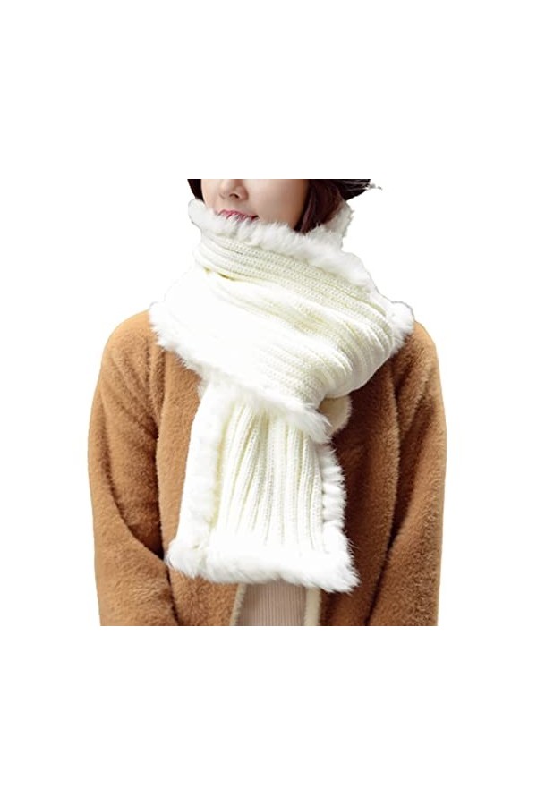 HAODA Écharpes Écharpe en Tricot dhiver for Femmes, Foulards à la Lapin de Lapin Chaud Doux, Couleur Solide épaississement d