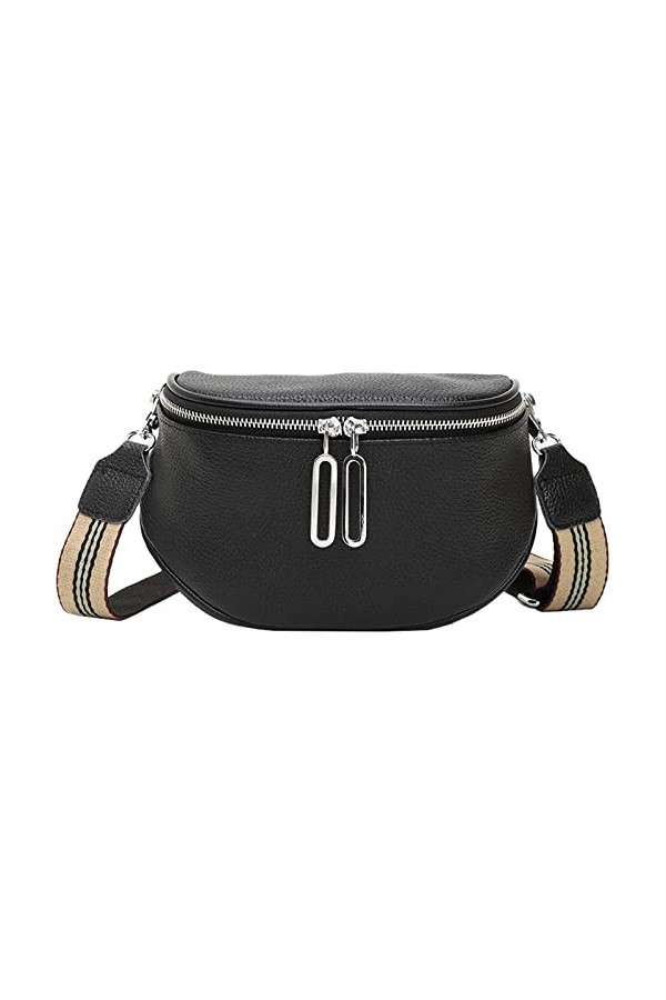 NIYUTA®Sac Bandouliere Femme Sac Banane Femme Cuir Sac à Dos Double Zip en Cuir de Vachette Couche supérieure pour Le Travail