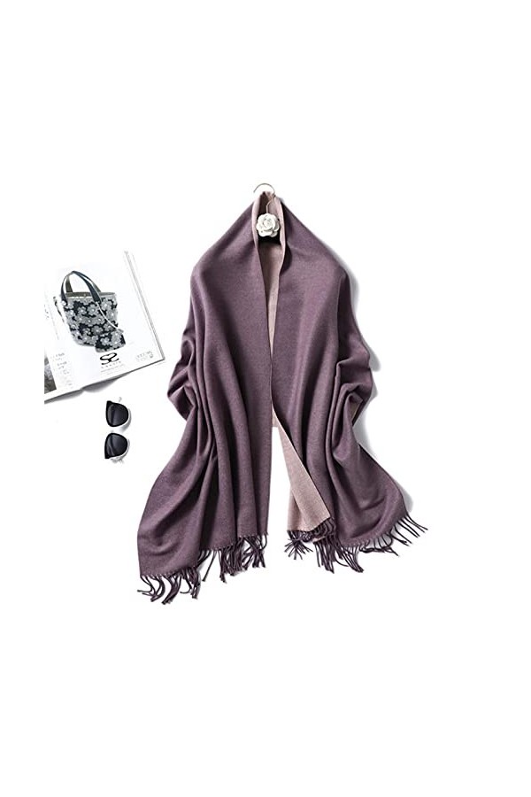 SATUSA Écharpe femmes hiver écharpe femmes épais chaud châles envelopper dame solide foulards mode glands foulard