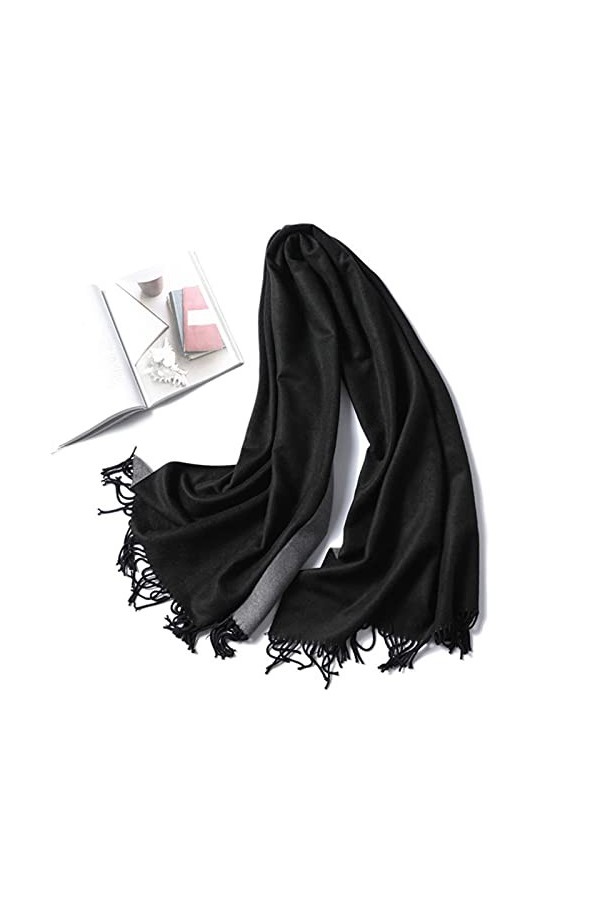 SATUSA Écharpe femmes hiver écharpe femmes épais chaud châles envelopper dame solide foulards mode glands foulard