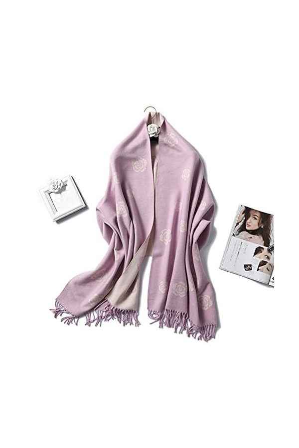 SATUSA Écharpe femmes hiver écharpe femmes épais chaud châles envelopper dame solide foulards mode glands foulard