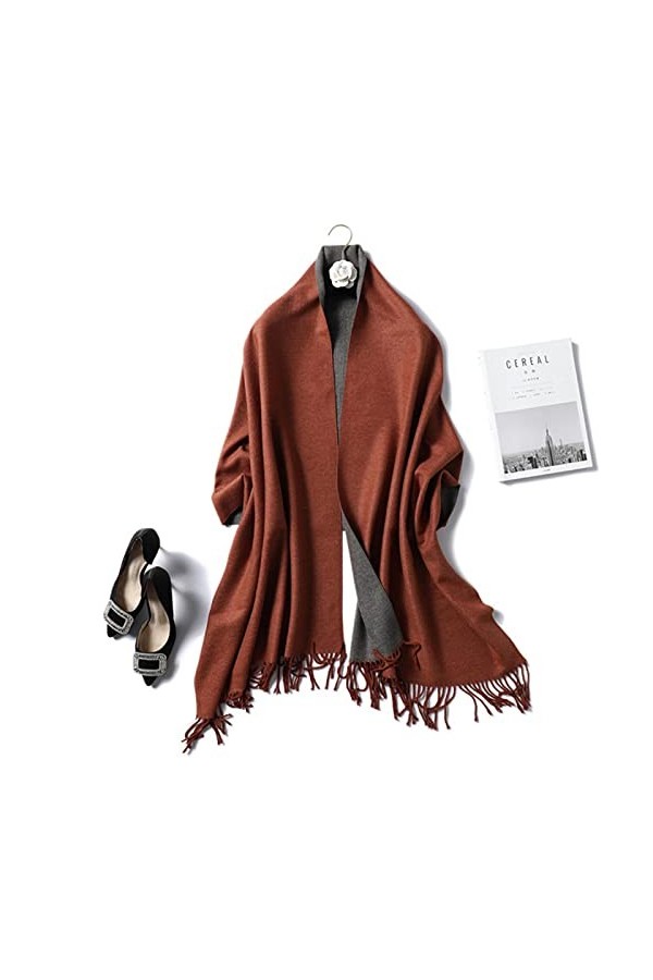 SATUSA Écharpe femmes hiver écharpe femmes épais chaud châles envelopper dame solide foulards mode glands foulard