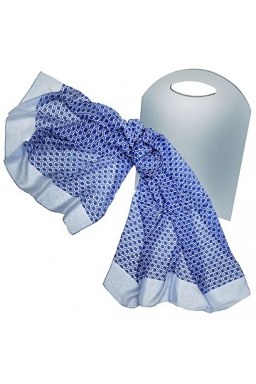 BEAT Foulard Femme 100% Soie Imprimé Collection Design Scarf 90 x 180 cm Bleu