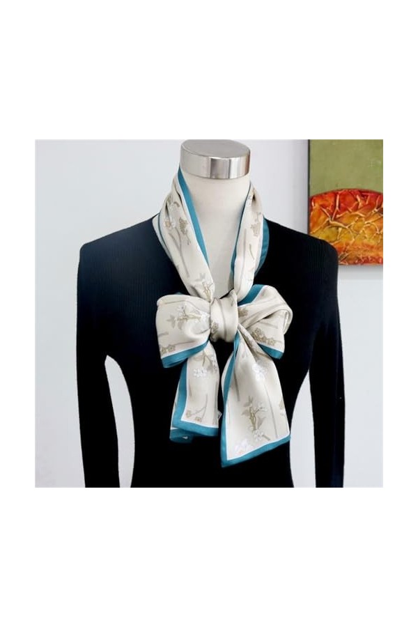Foulards légers Ruban de soie Double face for femmes, foulard long polyvalent de tempérament féminin de printemps et dété
