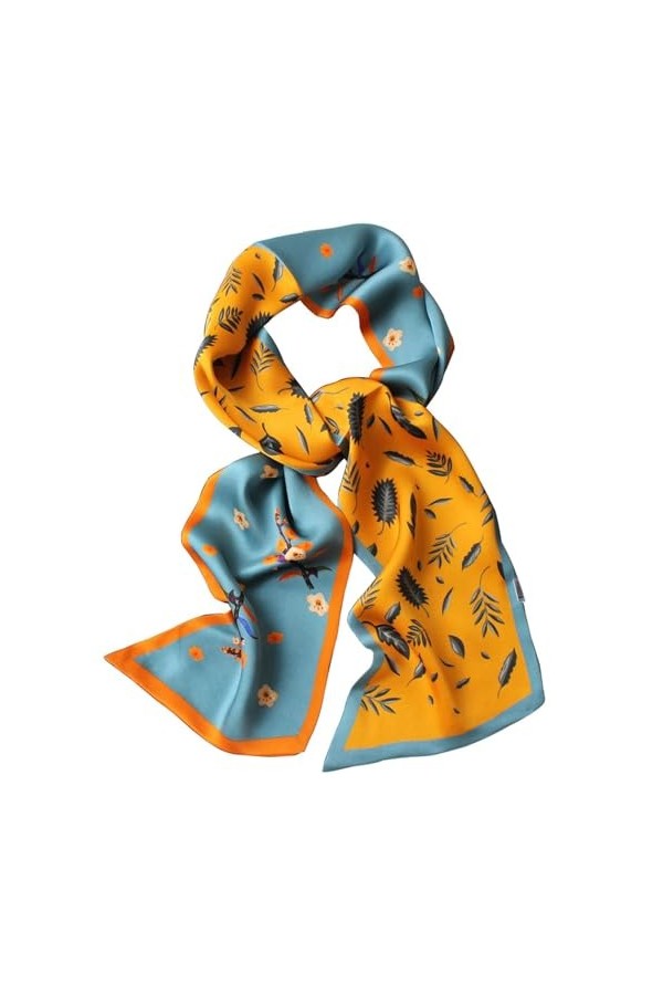 Foulards légers Foulard en soie double couche for femmes, cent modèles dautomne, écharpe longue à bande de Style étranger, f