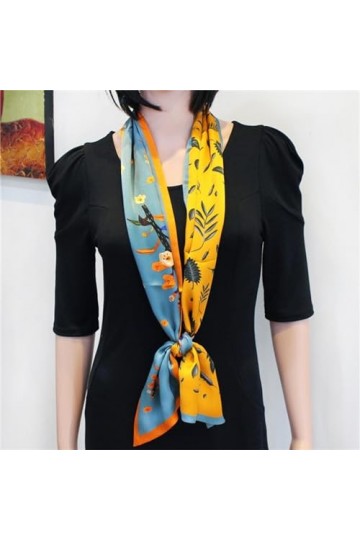 Foulards légers Foulard en soie double couche for femmes, cent modèles dautomne, écharpe longue à bande de Style étranger, f