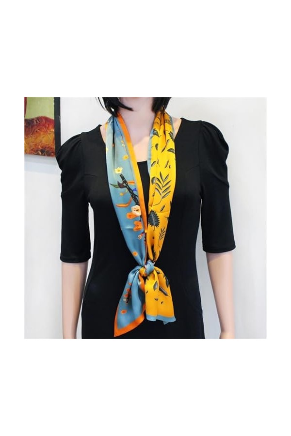 Foulards légers Foulard en soie double couche for femmes, cent modèles dautomne, écharpe longue à bande de Style étranger, f