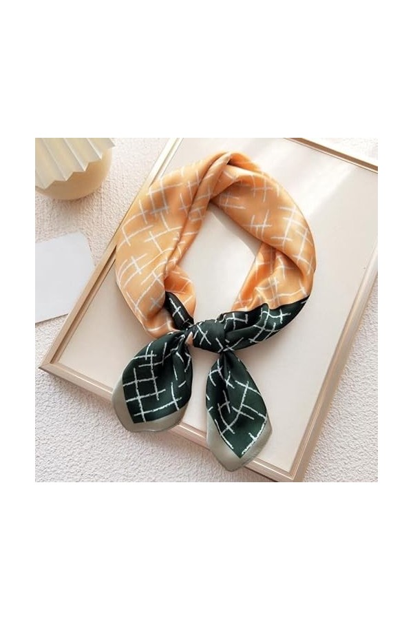 BREWIX Écharpe carrée imprimée de Ligne Simple de 70 cm, Mode Foulard Femmes Bandeau Lady Head Wraps Femme châle Foulards Fou