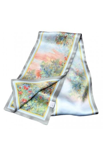 FOUNCY Foulards légers Printemps peinture à lhuile Style mode tempérament mûrier soie Flutter cravate foulard longue écharpe