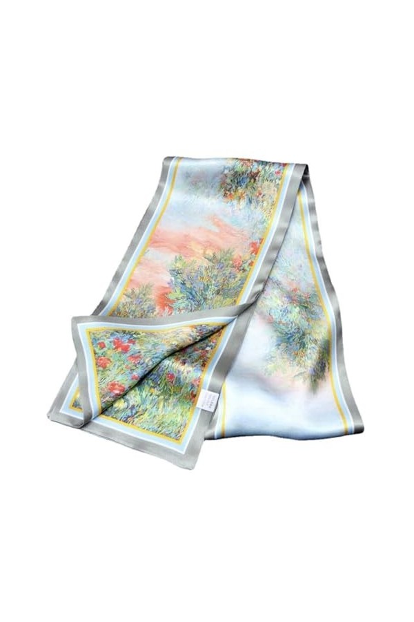 FOUNCY Foulards légers Printemps peinture à lhuile Style mode tempérament mûrier soie Flutter cravate foulard longue écharpe