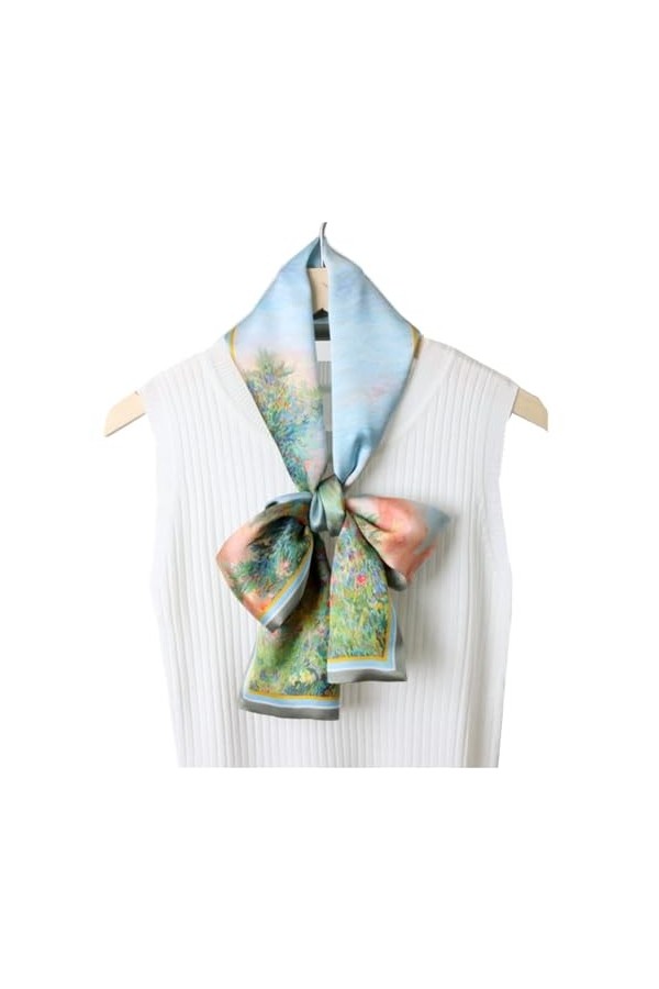 FOUNCY Foulards légers Printemps peinture à lhuile Style mode tempérament mûrier soie Flutter cravate foulard longue écharpe