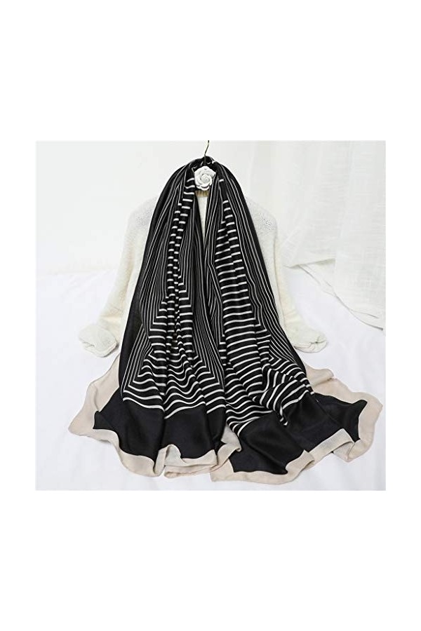 NXYJD Femmes Coton écharpe Mode rayé imprimé Foulard Hijab Pashmina châles Dame enveloppes Voyage écharpes Femme Bufanda Col