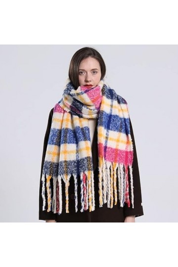 Foulard Femme Soie Cheveux pour De Hiver en Echarpe Designer Plaid Knit Foulards Femmes Châles Et Wraps Couverture Épaisse Ch