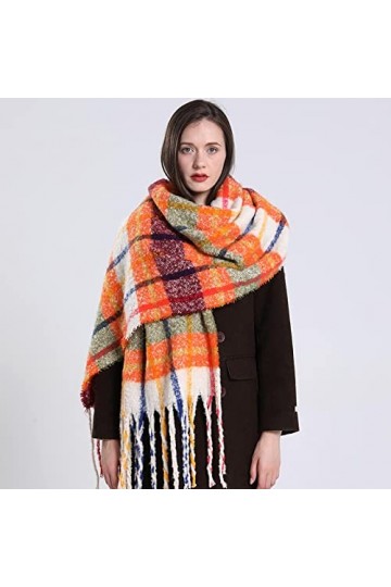 Foulard Femme Soie Cheveux pour De Hiver en Echarpe Designer Plaid Tricot Foulards Femmes Châles Et Wraps Épais Chaud Couvert