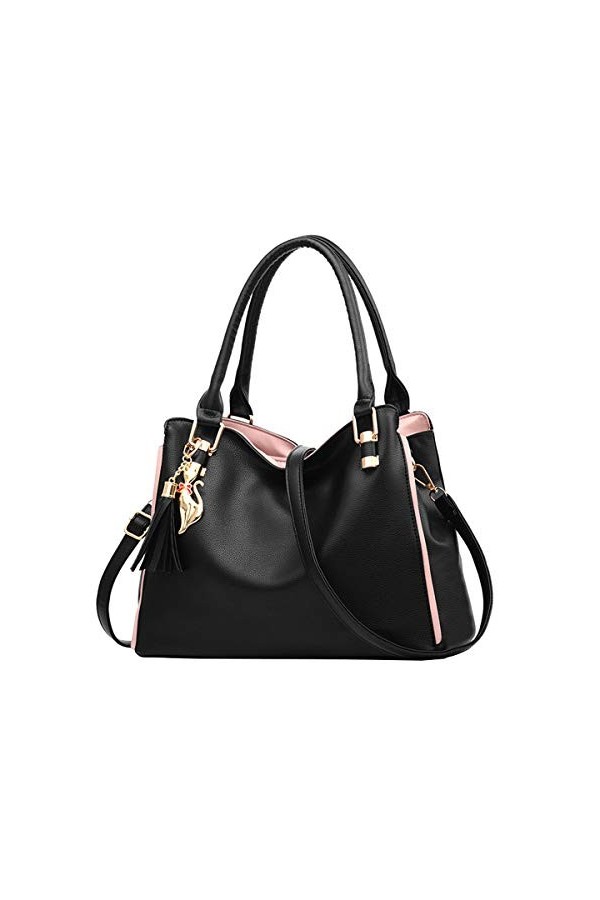 NIYUTA® Sacs portés main Femme de marque Mode Cabas Sacs portés épaule Sacs bandoulière Sac a main FR119 Noir