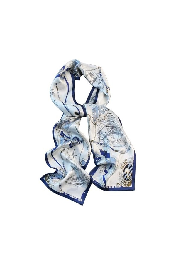 Foulards légers Écharpe longue et étroite en soie for femmes, écharpe de cou en soie de mûrier, multifonctionnelle, Double co