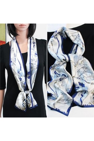 Foulards légers Écharpe longue et étroite en soie for femmes, écharpe de cou en soie de mûrier, multifonctionnelle, Double co