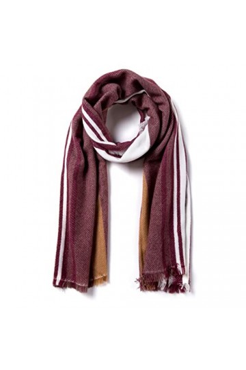 Foulard Femme Soie Cheveux pour De Hiver en Echarpe Dernière Écharpe Femmes Mode Écharpe Rayée Châle Écharpe Chaude 05