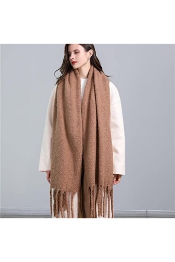 Foulard Femme Soie Cheveux pour De Hiver en Echarpe Écharpe Femmes Chaud Solide Couleur Femmes Écharpe Wrap Épais Doux Gland 