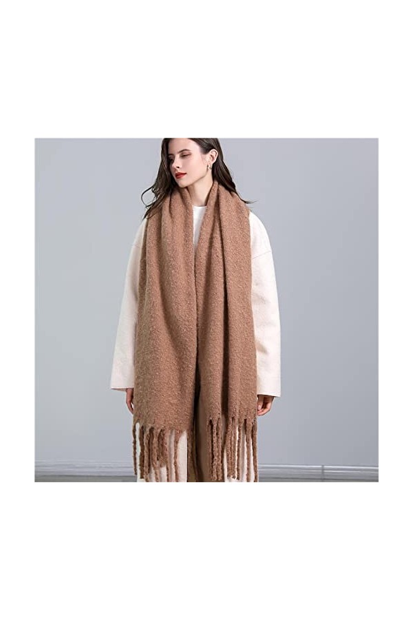 Foulard Femme Soie Cheveux pour De Hiver en Echarpe Écharpe Femmes Chaud Solide Couleur Femmes Écharpe Wrap Épais Doux Gland 