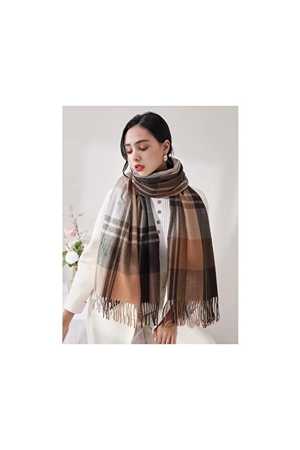 Foulard Femme Soie Cheveux pour De Hiver en Echarpe Écharpe Femmes Chaud Nouvelle Écharpe À Carreaux Femmes Écharpe Écharpe É