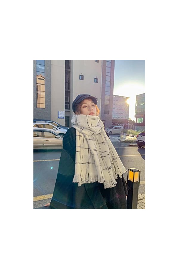 Foulard Femme Soie Cheveux pour De Hiver en Echarpe À La Mode Et Polyvalent Nouveau Épaissi Chaud Grand Châle Couleur Assorti