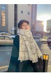 Foulard Femme Soie Cheveux pour De Hiver en Echarpe À La Mode Et Polyvalent Nouveau Épaissi Chaud Grand Châle Couleur Assorti