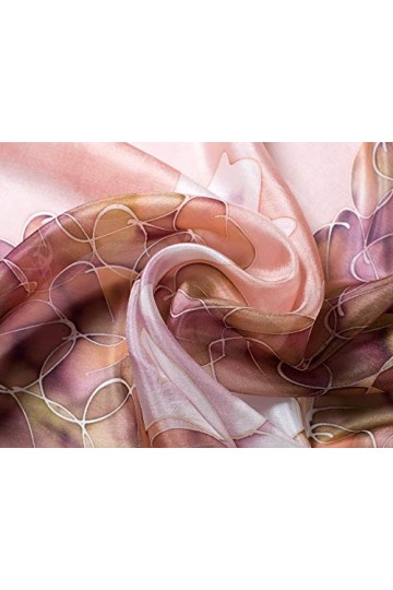 Invisible World Foulard Femme 100% Soie Carré Peint À La Main Floral, Mauve