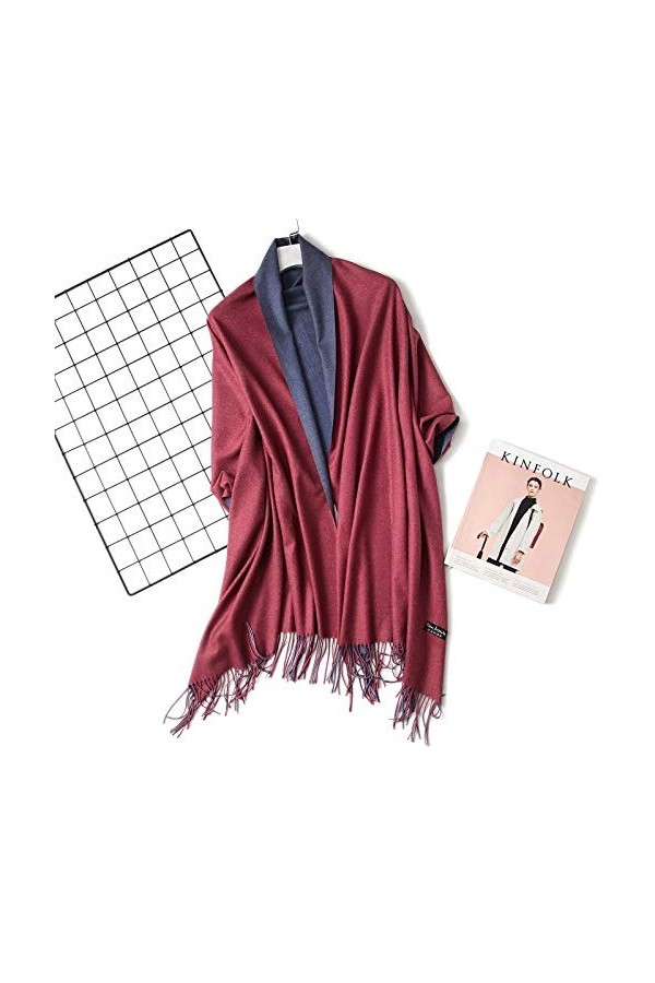 Foulard de Soie Femme, Écharpe Femmes Écharpe Hiver Femmes Écharpe Solide Doux Caskmere Foulards pour Lady Pashmina Châles Wr