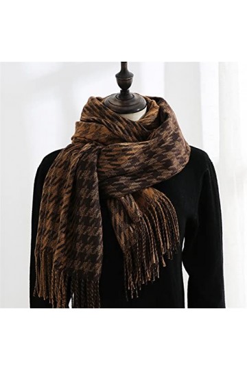 Automne Hiver Femmes Écharpes Foulard À Carreaux Écharpe Cachemire Femmes Châle Cape Color : Dark Khaki, Size : 65x185 cm 