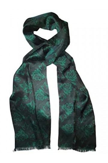 Posh Gear Femme Homme Écharpe Foulard Fioriseta, vert 100% soie