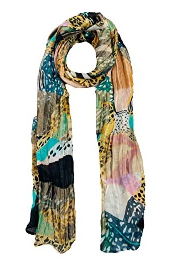 Selection Privee ETOLE SOIE Imprimé multicolore Foulard 60% Soie,40% Polyester imprimé,Echarpe pour la femme 70X160CM, Châle 