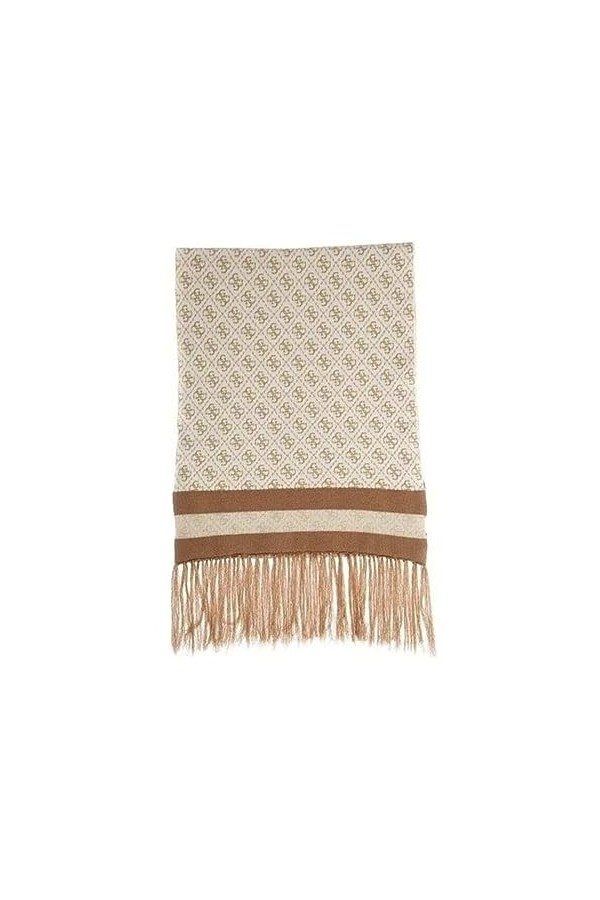 Guess Écharpe Valerie beige imprimé pour femme, beige, Taille Unique