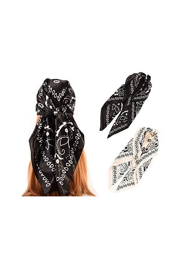 K-ELewon Foulard carré en satin pour femme 88,9 cm, Jf15 2 pièces , Free size