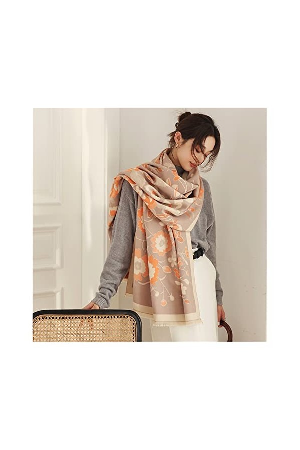 écharpe Fleur Imprimer Hiver Écharpe Femmes Cachemire Chaud Pashmina Foulard Femme Foulards Longue Couverture Épais Doux Châl